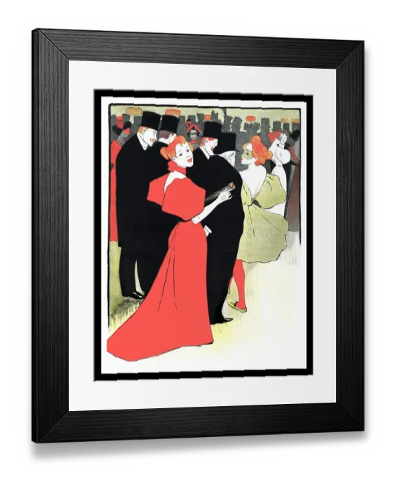 Framed Print : Woman in red dress in ballroom art nouveau 1898 Framed Print : Woman in red dress in ballroom art nouveau 1898