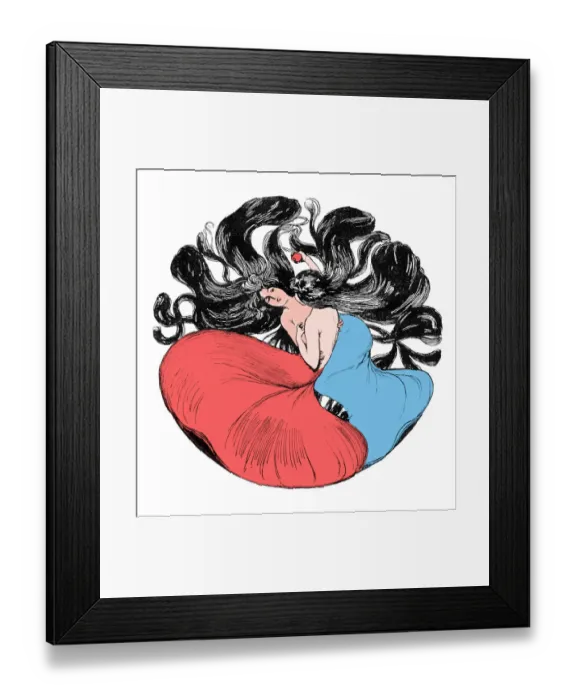Framed Print : Couple of two women in love on floor art nouveau 1897 Framed Print : Couple of two women in love on floor art nouveau 1897