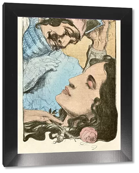 Sleeping beauty knight kissing princess art nouveau 1898