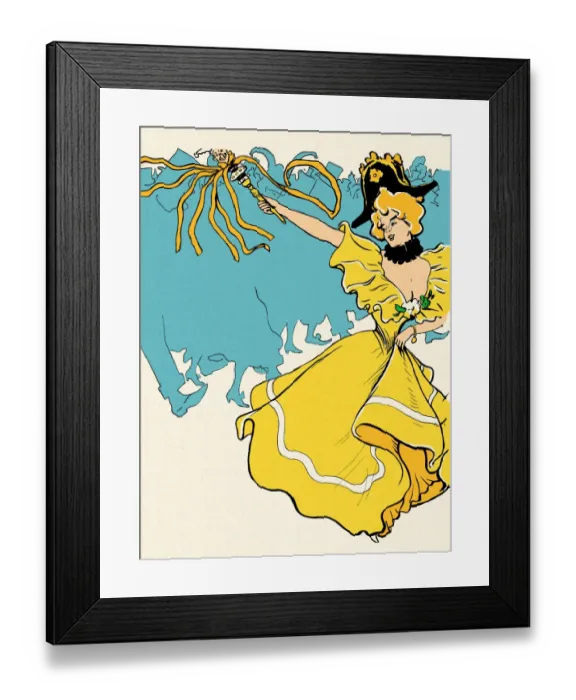 Framed Print : Woman dancing at carnival party art nouveau 1897 Framed Print : Woman dancing at carnival party art nouveau 1897