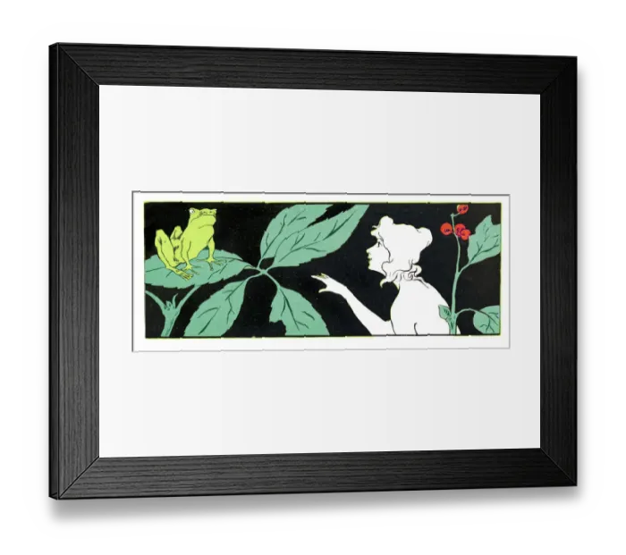 Framed Print : Woman touching Frog Prince art nouveau 1897 Framed Print : Woman touching Frog Prince art nouveau 1897