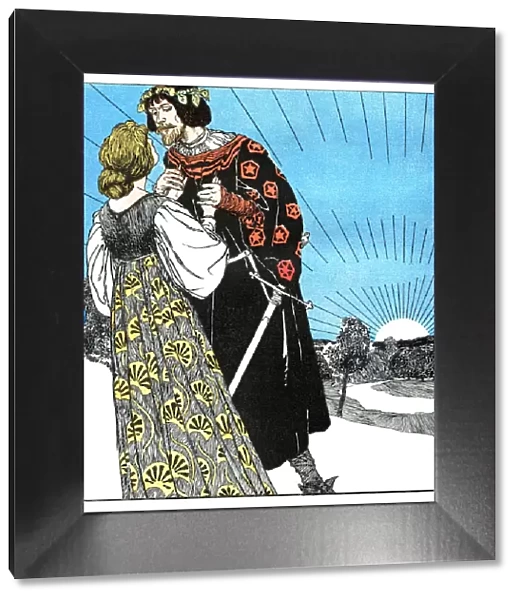 Couple in love medieval clothing art nouveau 1897
