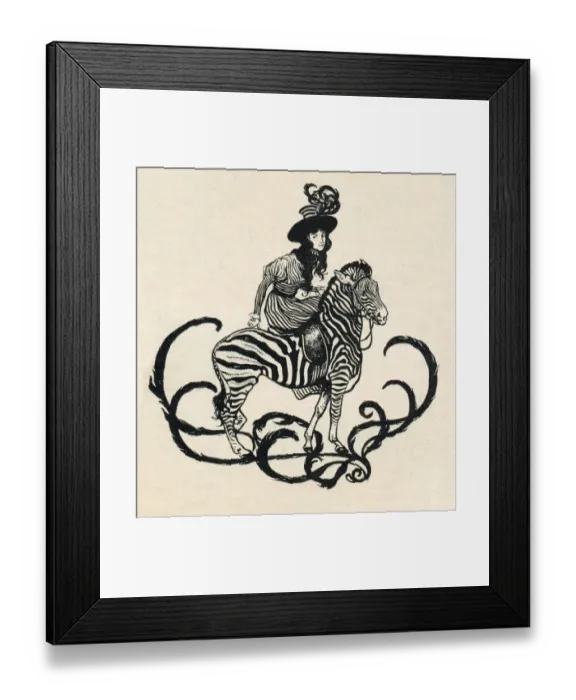 Framed Print : Woman riding a zebra fantasy art nouveau 1897 Framed Print : Woman riding a zebra fantasy art nouveau 1897