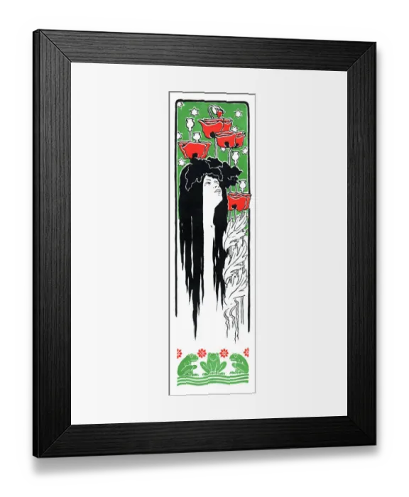Framed Print : Woman with poppy and frog dreaming art nouveau 1897 Framed Print : Woman with poppy and frog dreaming art nouveau 1897