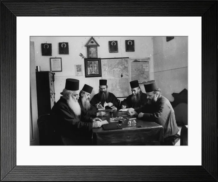 Framed Print : Greek Monks Framed Print : Greek Monks