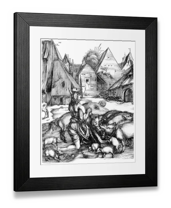 Framed Print : Albrecht DAOErer The prodigal son among the pigs 1497 Framed Print : Albrecht DAOErer The prodigal son among the pigs 1497