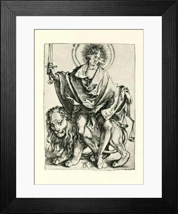 Framed Print : Justice. Vintage engraving by Albrech Durer, showing Justice Framed Print : Justice. Vintage engraving by Albrech Durer, showing Justice
