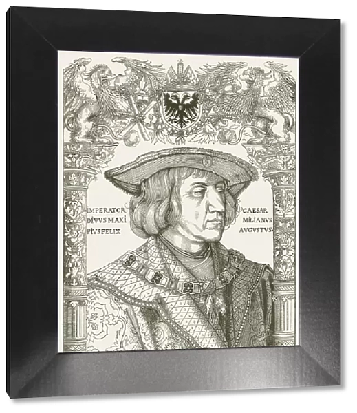 Maximilian I, of Habsburg (1459-1519), wood engraving, published in 1881