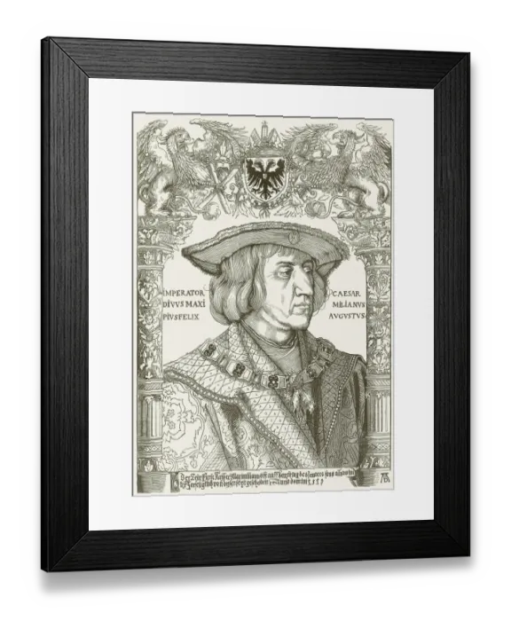 Framed Print : Maximilian I, of Habsburg (1459-1519), wood engraving, published in 1881 Framed Print : Maximilian I, of Habsburg (1459-1519), wood engraving, published in 1881