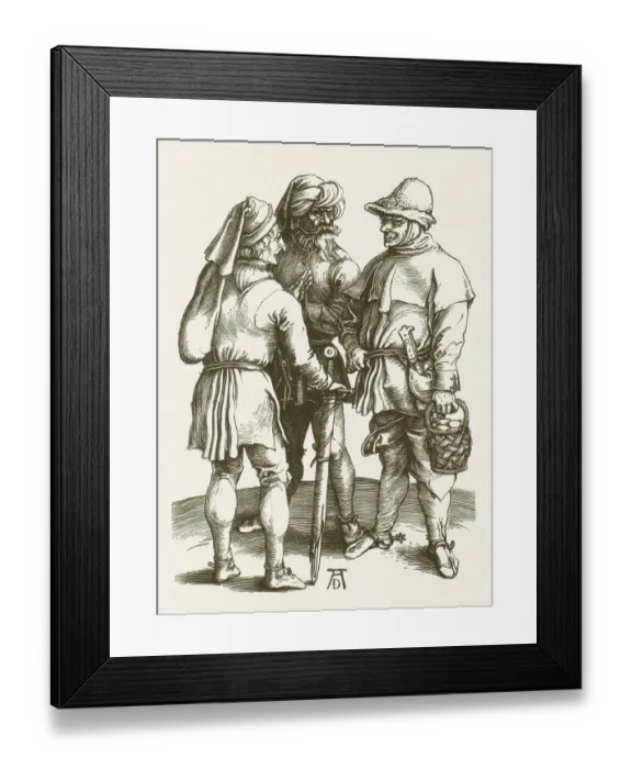 Framed Print : Three peasants, early 16th century, by Albrech DAOErer, published 1881