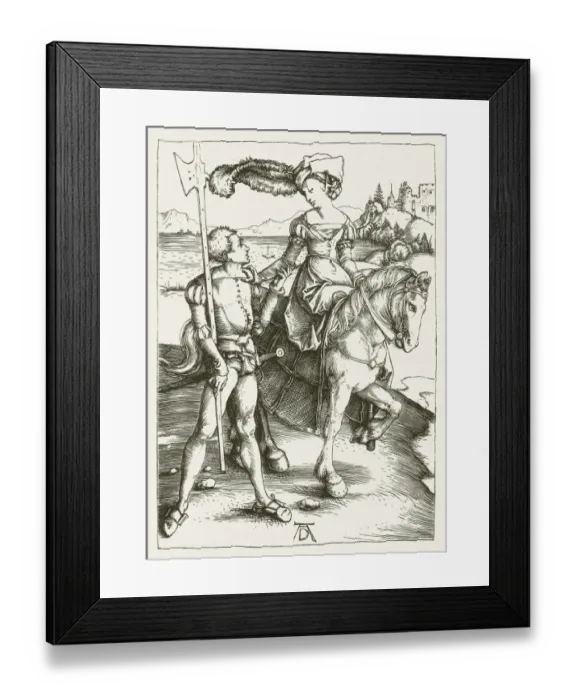 Framed Print : Noblewoman with halberdier (c. 1520), by Albrecht DAOErer, published in 1881 Framed Print : Noblewoman with halberdier (c. 1520), by Albrecht DAOErer, published in 1881