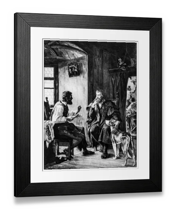 Framed Print : Antique illustration of important people of the past: Albrecht DAOErer visits Hans Sachs Framed Print : Antique illustration of important people of the past: Albrecht DAOErer visits Hans Sachs