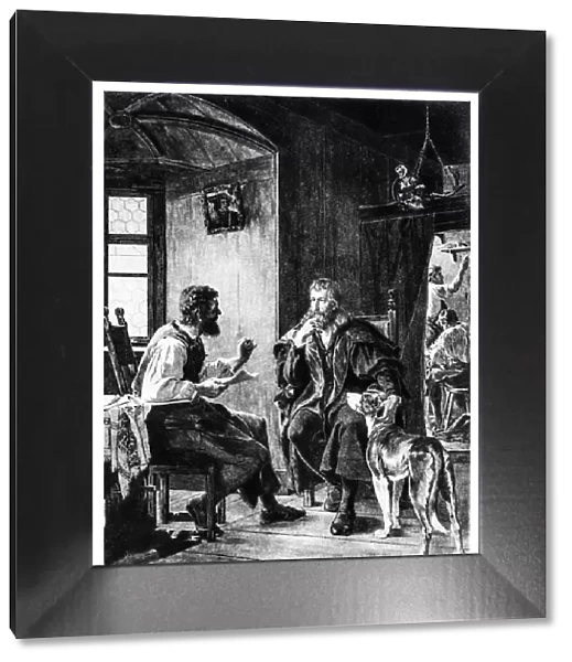 Albrecht DAOErer Visits Hans Sachs engraving 1894