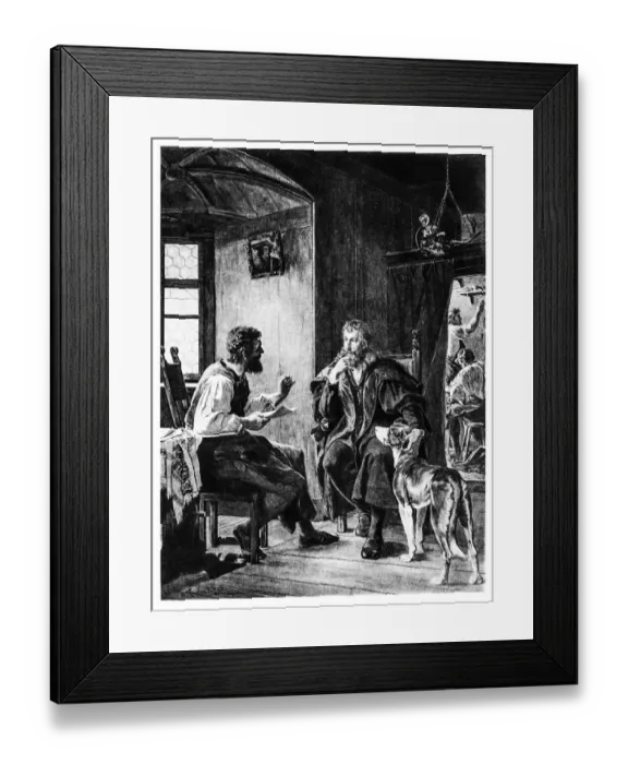Framed Print : Albrecht DAOErer Visits Hans Sachs engraving 1894
