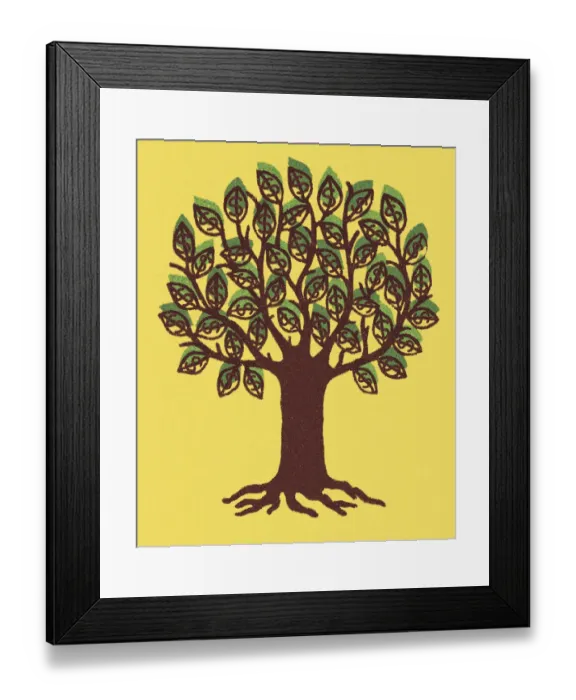 Framed Print : Tree with Yellow Background Framed Print : Tree with Yellow Background