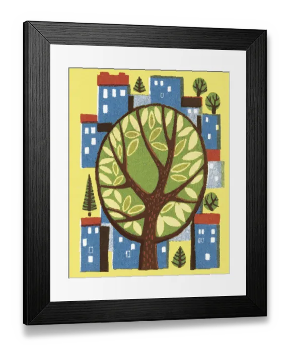 Framed Print : Tree in the Middle of a City