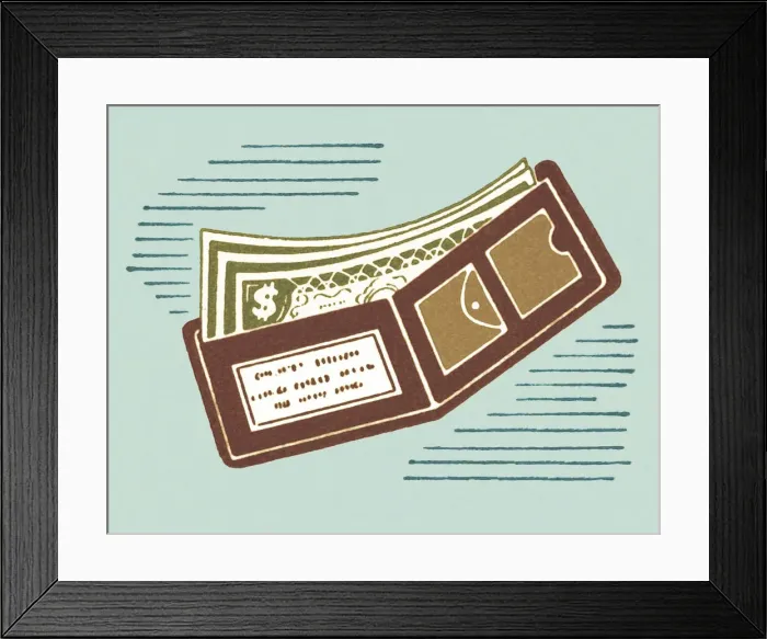 Framed Print : Billfold with Money Framed Print : Billfold with Money
