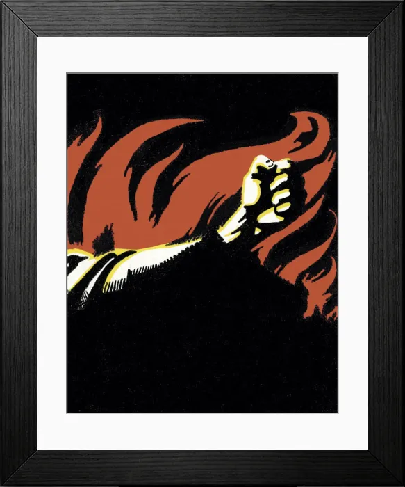 Framed Print : Flames and Fist Framed Print : Flames and Fist