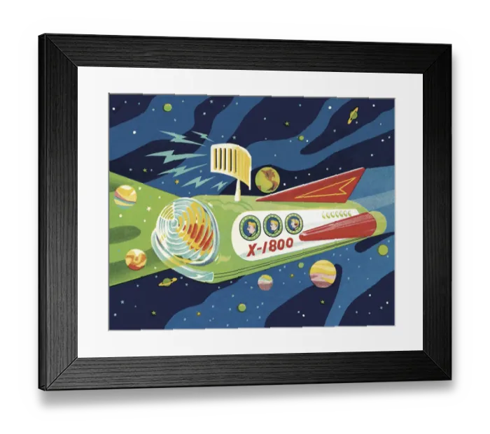 Framed Print : Spaceship Traveling in Outer Space Framed Print : Spaceship Traveling in Outer Space