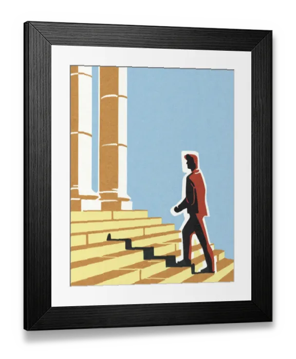 Framed Print : Man Climbing Stairs