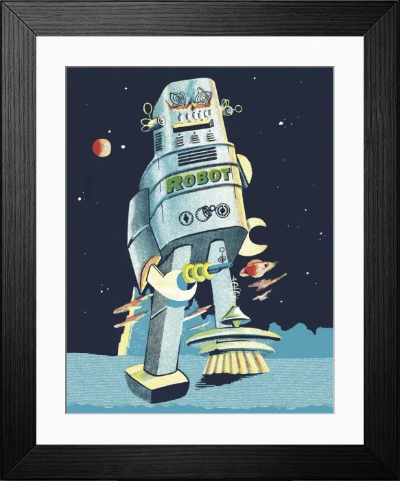 Framed Print : Robot in Outer Space