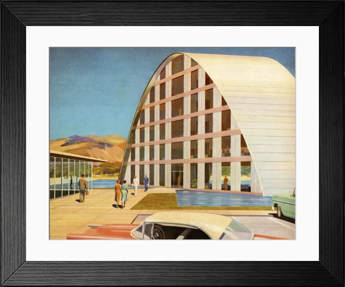 Framed Print : People Walking into Modern Building Framed Print : People Walking into Modern Building