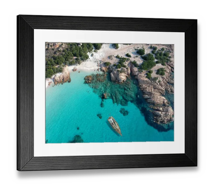 Framed Print : Sailboat on emerald sea Framed Print : Sailboat on emerald sea