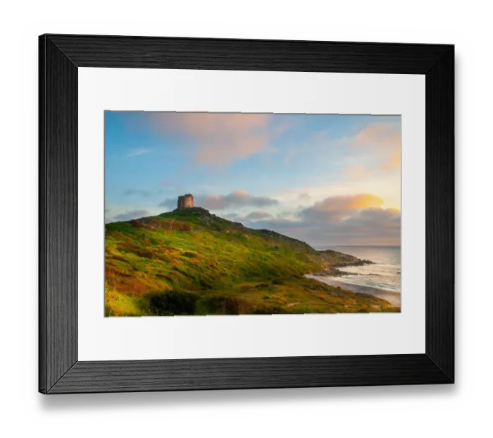 Framed Print : Beautiful view of the Spanish Tower or Old tower in Tharros on the San Marco cape Framed Print : Beautiful view of the Spanish Tower or Old tower in Tharros on the San Marco cape