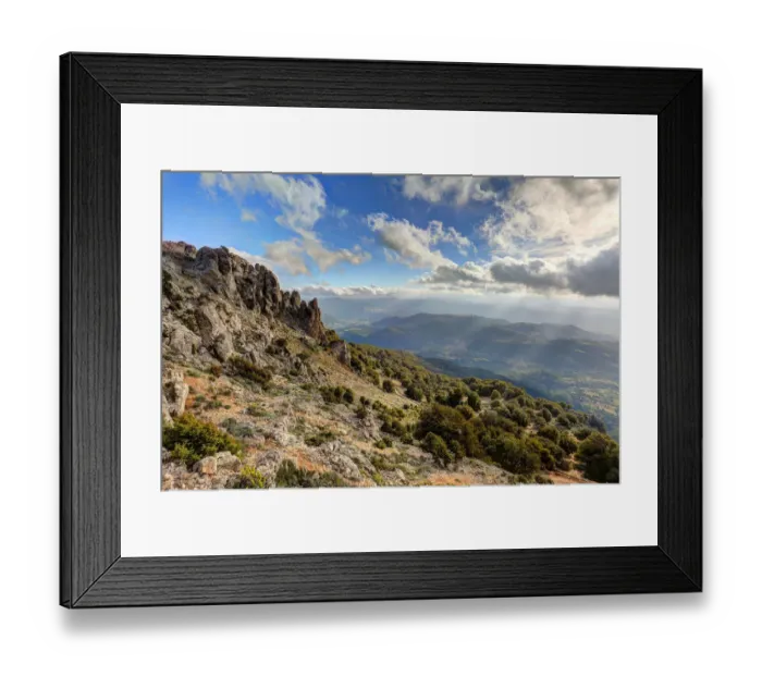 Framed Print : View of the plain from the path to the top of the mountain Punta Corrasi Framed Print : View of the plain from the path to the top of the mountain Punta Corrasi