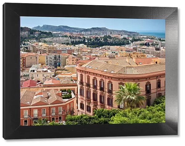Elevated view from the historic district of Castello over the city of Cagliari