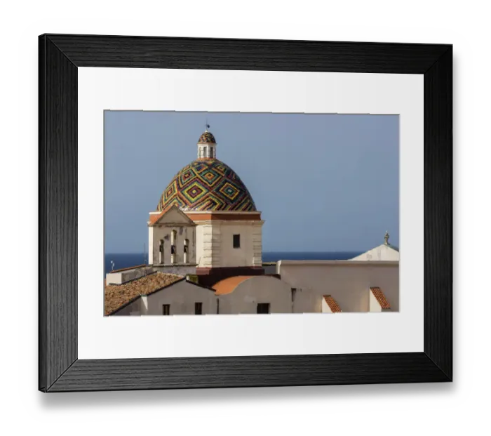 Framed Print : Multicolor dome at waterfront, Alghero, Provincia di Sassari, Italy