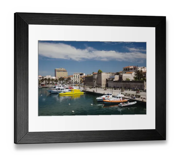 Framed Print : Alghero, city walls and marina Framed Print : Alghero, city walls and marina