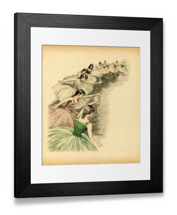 Framed Print : Group of teenage girls dancing ballet at class 1893 Framed Print : Group of teenage girls dancing ballet at class 1893