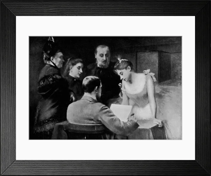 Framed Print : Signing the Contract by Pierre Carrier-Belleuse - 19th Century
