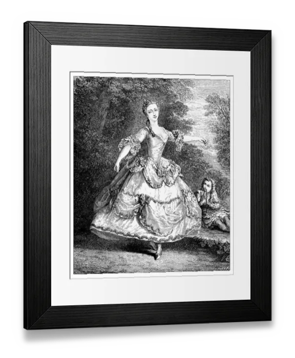 Framed Print : Antique illustration of 18th century famous French dancer Mademoiselle Salle Framed Print : Antique illustration of 18th century famous French dancer Mademoiselle Salle