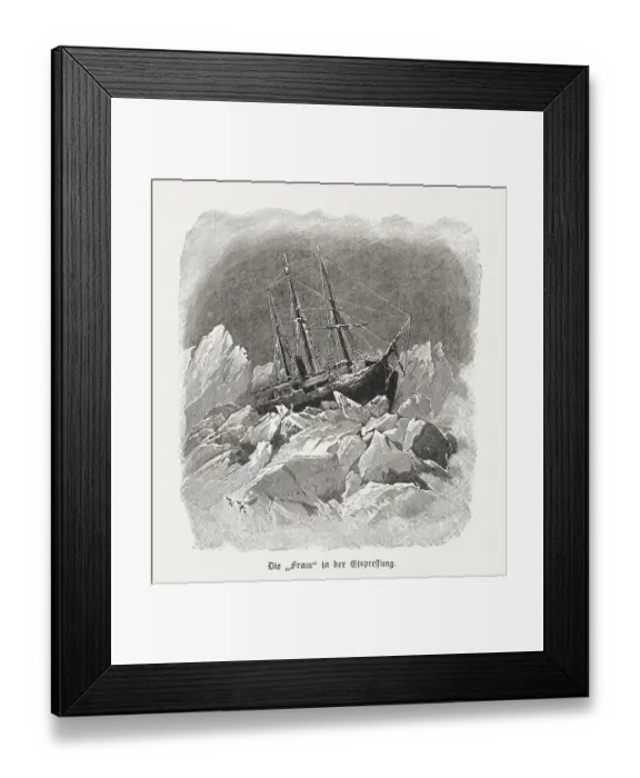 Framed Print : Fridtjof Nansens Fram expedition (1893-1896), wood engraving, published in 1898 Framed Print : Fridtjof Nansens Fram expedition (1893-1896), wood engraving, published in 1898