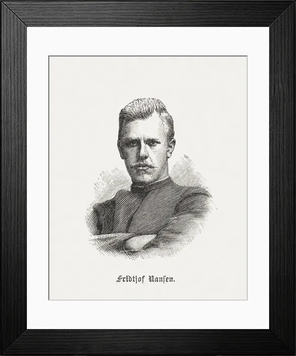 Framed Print : Fridtjof Nansen (1861-1930), Norwegian explorer, wood engraving, published in 1898 Framed Print : Fridtjof Nansen (1861-1930), Norwegian explorer, wood engraving, published in 1898