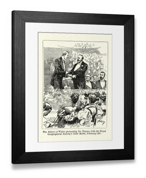 Framed Print : Prince of Wales presenting Dr Fridtjof Nansen with the Royal Geographical Societys Gold