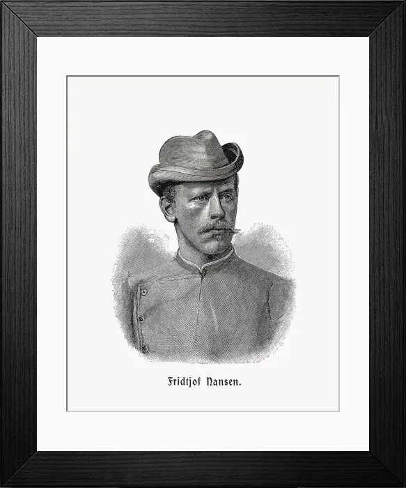 Framed Print : Fridtjof Nansen (1861-1930), Norwegian explorer, wood engraving, published in 1900 Framed Print : Fridtjof Nansen (1861-1930), Norwegian explorer, wood engraving, published in 1900