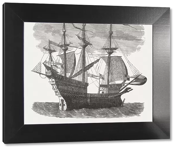Mary Rose, warship of English King Henry VIII, woodcut, 1880