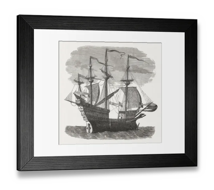 Framed Print : Mary Rose, warship of English King Henry VIII, woodcut, 1880 Framed Print : Mary Rose, warship of English King Henry VIII, woodcut, 1880