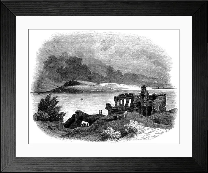 Framed Print : Portland from Sandsfoot Castle (Engraved illustration) Framed Print : Portland from Sandsfoot Castle (Engraved illustration)