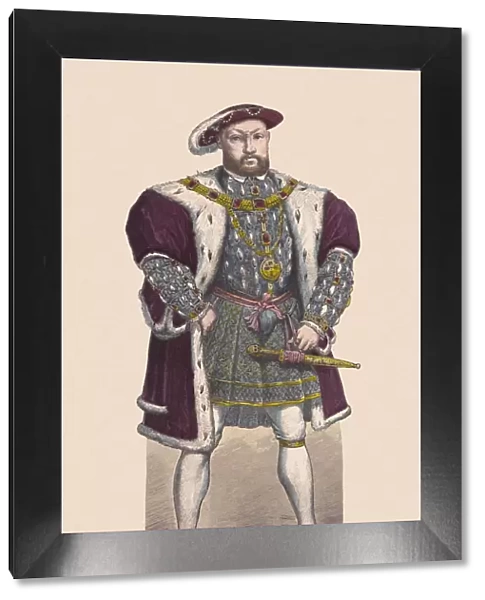 Henry VIII of England (1491-1547), hand-colored wood engraving, published c. 1880