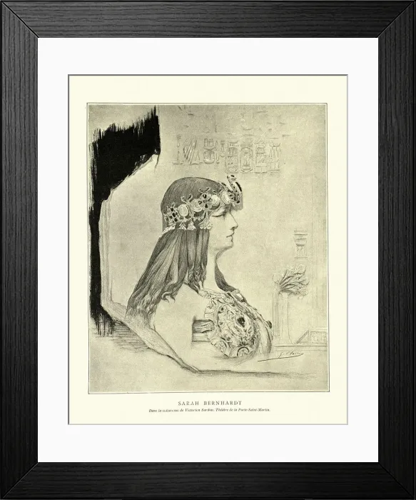 Framed Print : Sketch of the actress Sarah Bernhardt as Cleopatra Framed Print : Sketch of the actress Sarah Bernhardt as Cleopatra