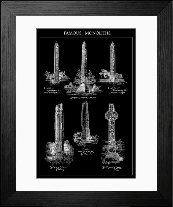 Framed Print : Old engraved illustration of Famous Monoliths Framed Print : Old engraved illustration of Famous Monoliths