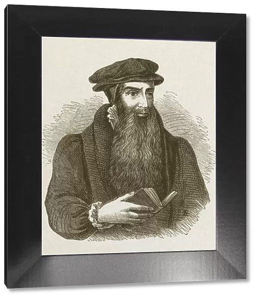 John Knox (c. 1510-1572), wood engraving, published in 1877