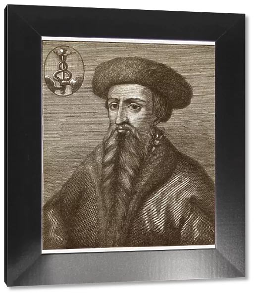 Hans Lufft (1495-1584), Luthers Bible printer, wood engraving, published 1879