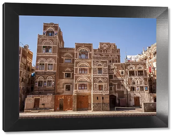 Sanaa skyline with traditional mud-brick buildings