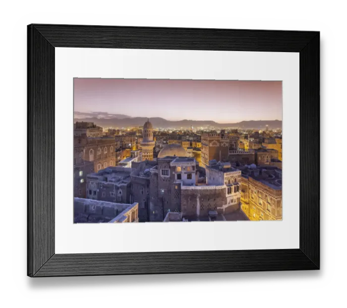 Framed Print : Fairytale sunrise in the old town of Sana a Framed Print : Fairytale sunrise in the old town of Sana a