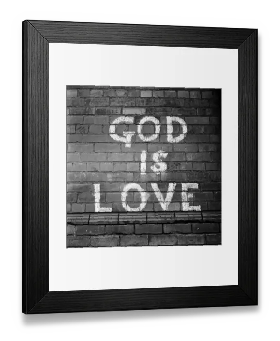 Framed Print : Wall Sign. 20th February 1954: A painted sign on a wall in Belfast reading God Is Love Framed Print : Wall Sign. 20th February 1954: A painted sign on a wall in Belfast reading God Is Love